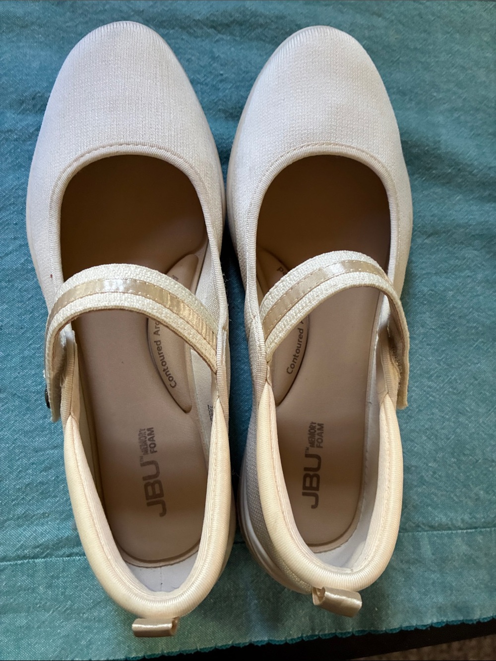 JBU Women's Cream Champagne Mary Jane Flats